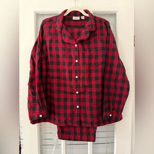 LL Bean Women’s XL Red Flannel Buffalo Plaid 2-Piece Pajama Set